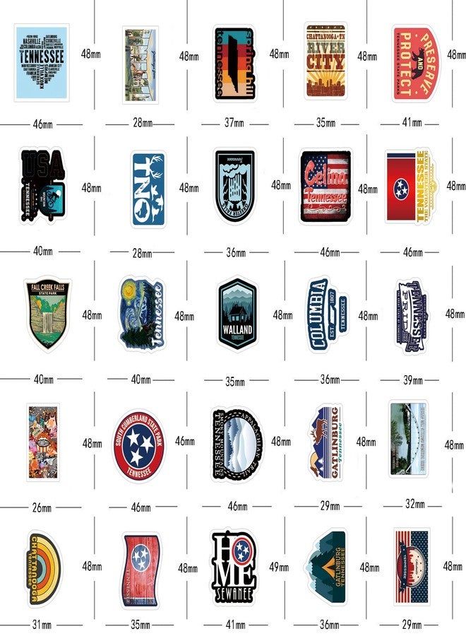 YEESACG 62Pcs Tennessee Sticker Kawaii Travel Waterproof Pack | Vsco City Cool Deacls Graffiti Stickers Vinyl for Water Bottle Skateboard Luggage Laptop Computer Phone - Image 2